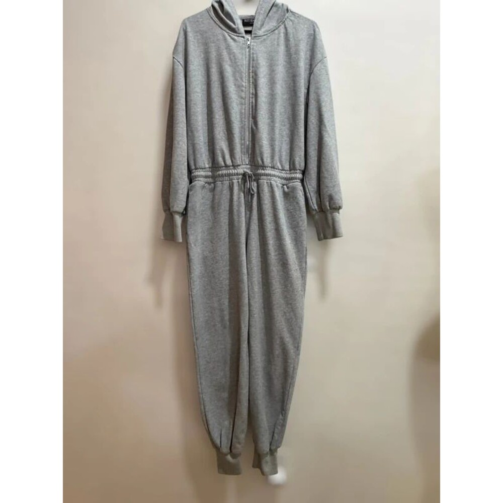 Kittenish Jessie James Decker Gray Hooded Zip Jumpsuit Size L